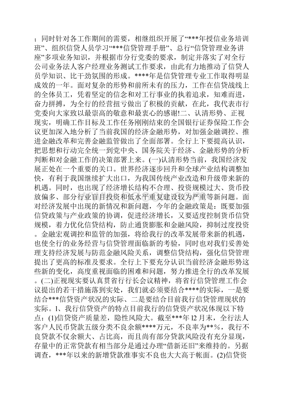 银行行长在年度信贷管理专业会议上的工作报告.docx_第2页