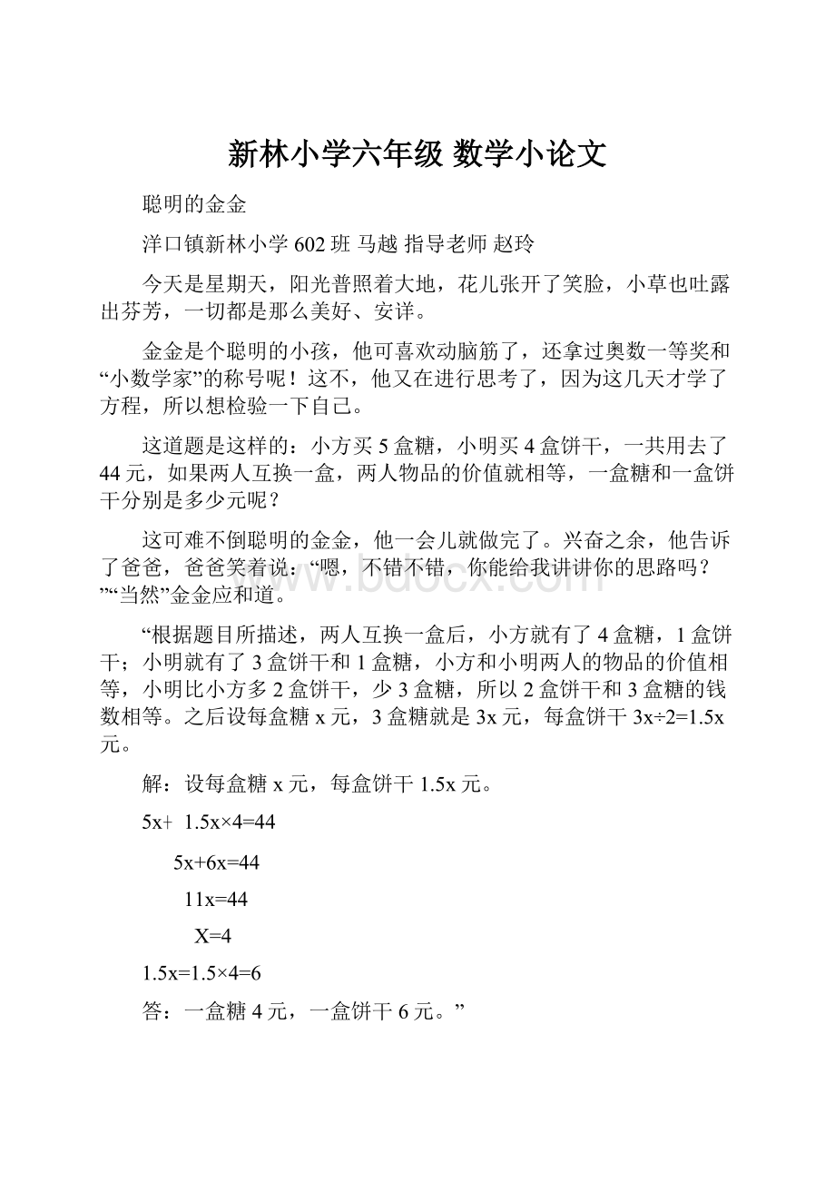 新林小学六年级 数学小论文.docx