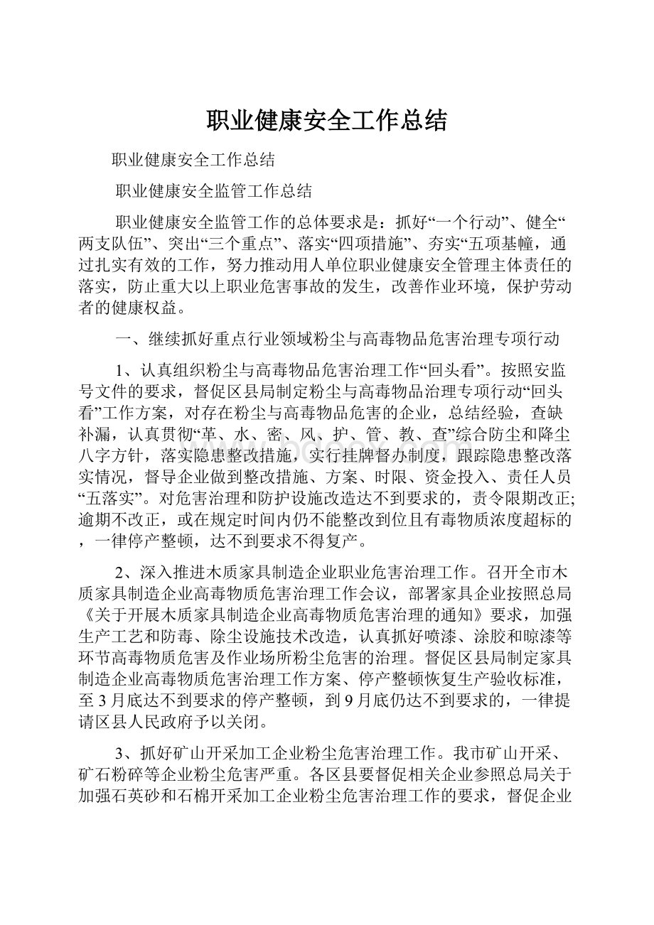 职业健康安全工作总结.docx_第1页