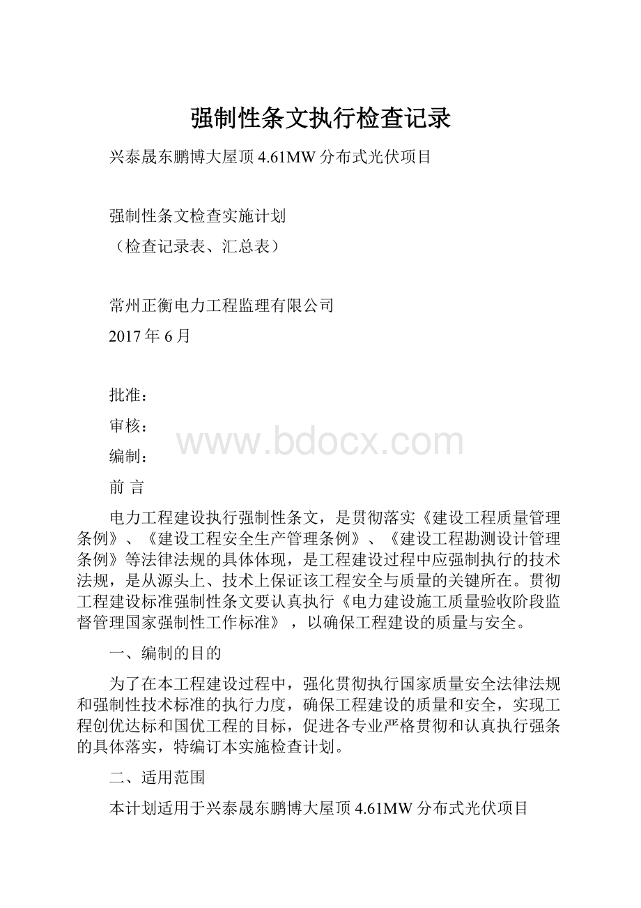 强制性条文执行检查记录.docx_第1页