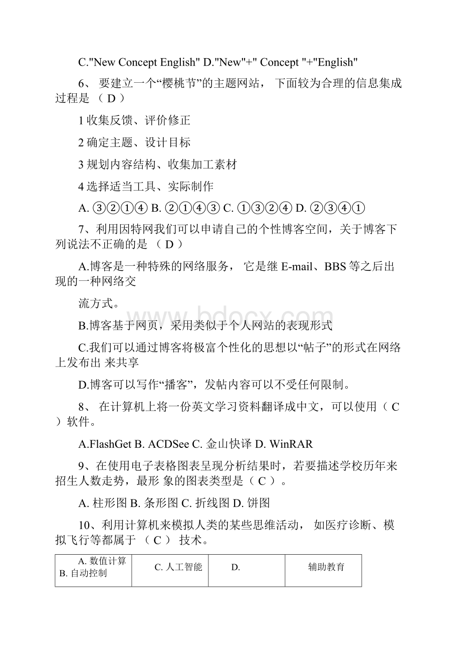 信息技术学业水平测试模拟试题带答案及注解.docx_第2页