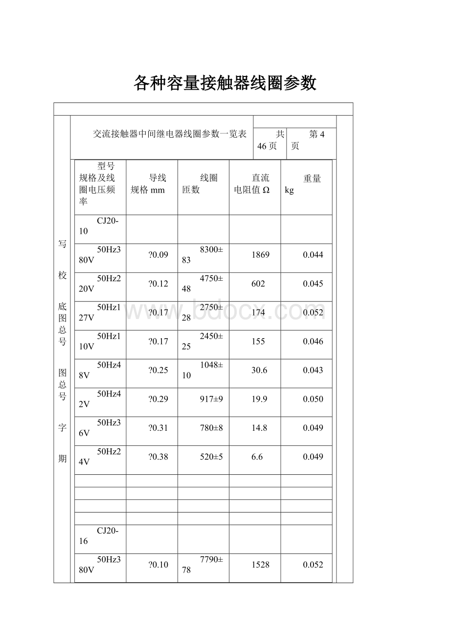 各种容量接触器线圈参数.docx