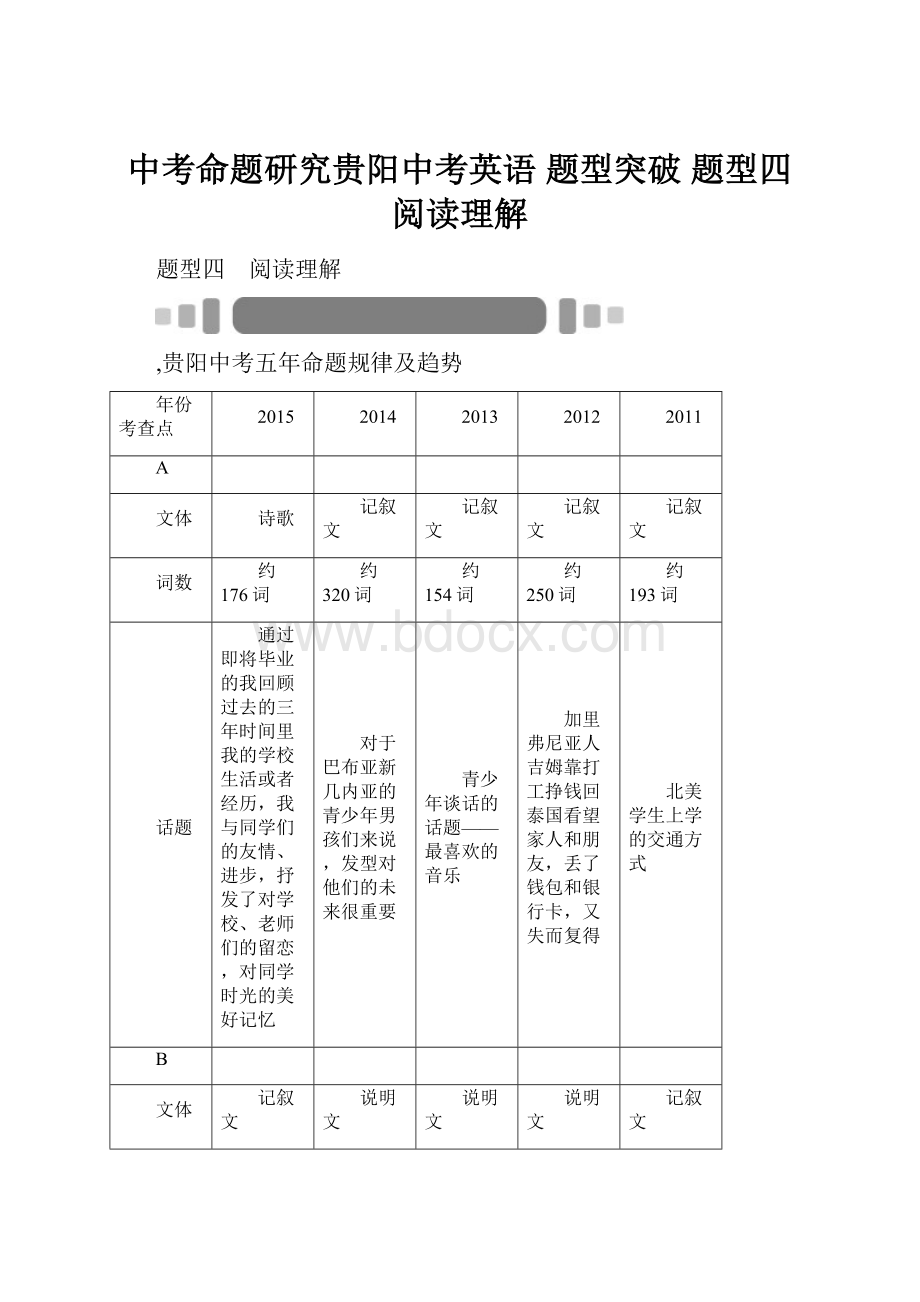 中考命题研究贵阳中考英语 题型突破 题型四 阅读理解.docx_第1页