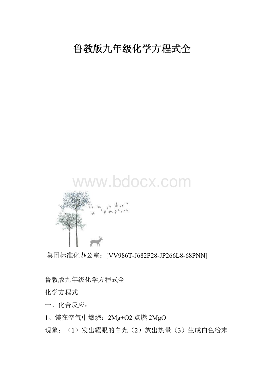 鲁教版九年级化学方程式全.docx