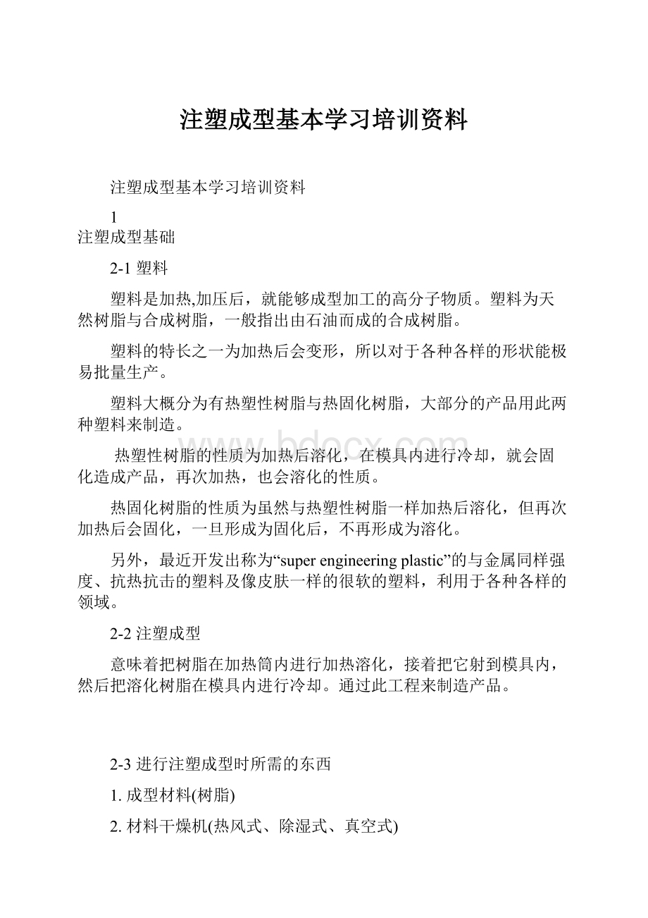 注塑成型基本学习培训资料.docx