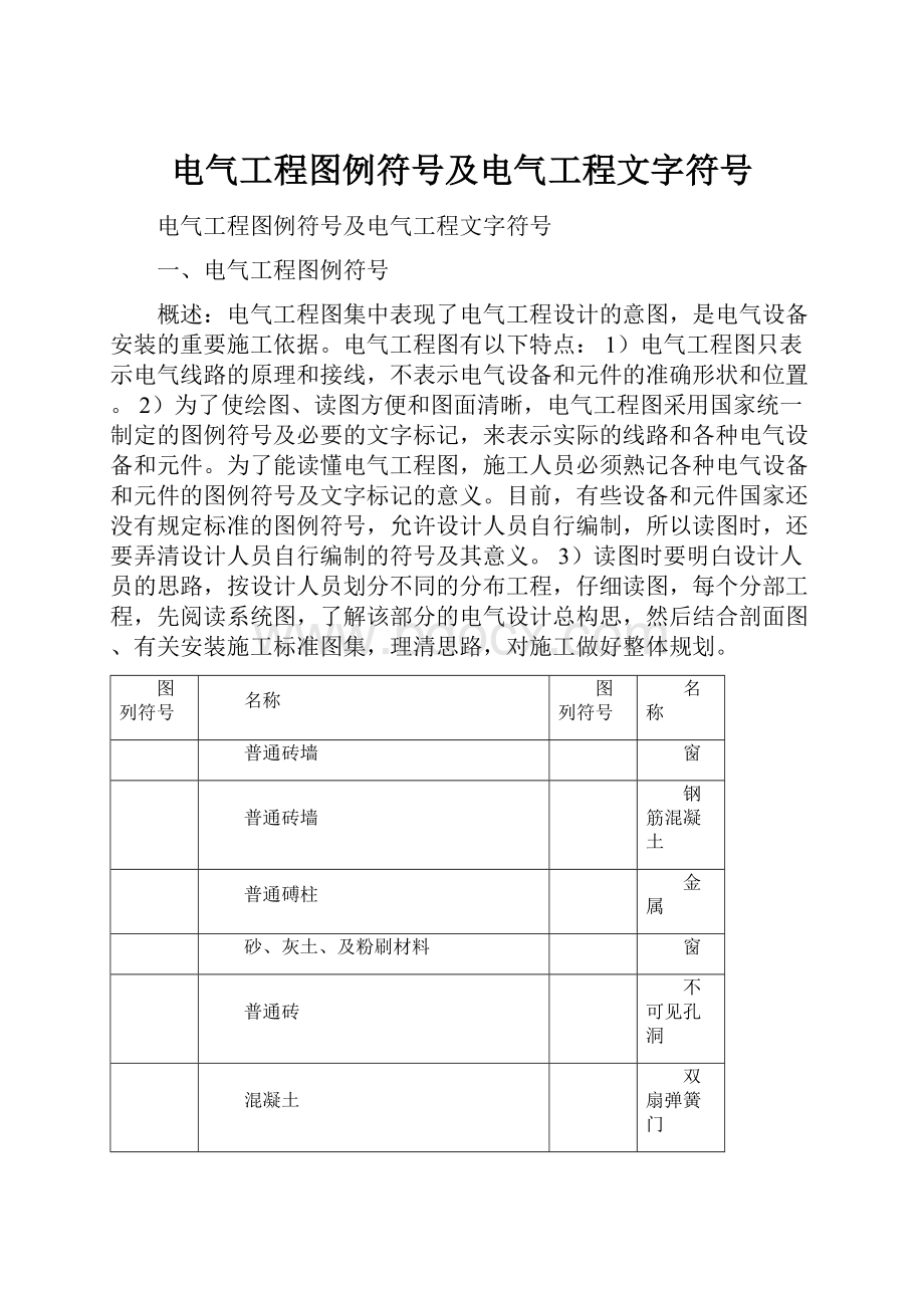 电气工程图例符号及电气工程文字符号.docx_第1页