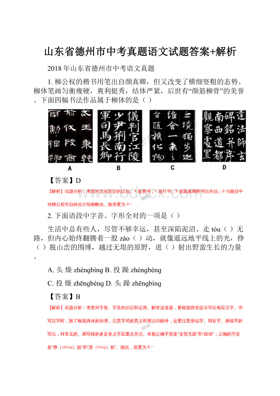 山东省德州市中考真题语文试题答案+解析.docx_第1页