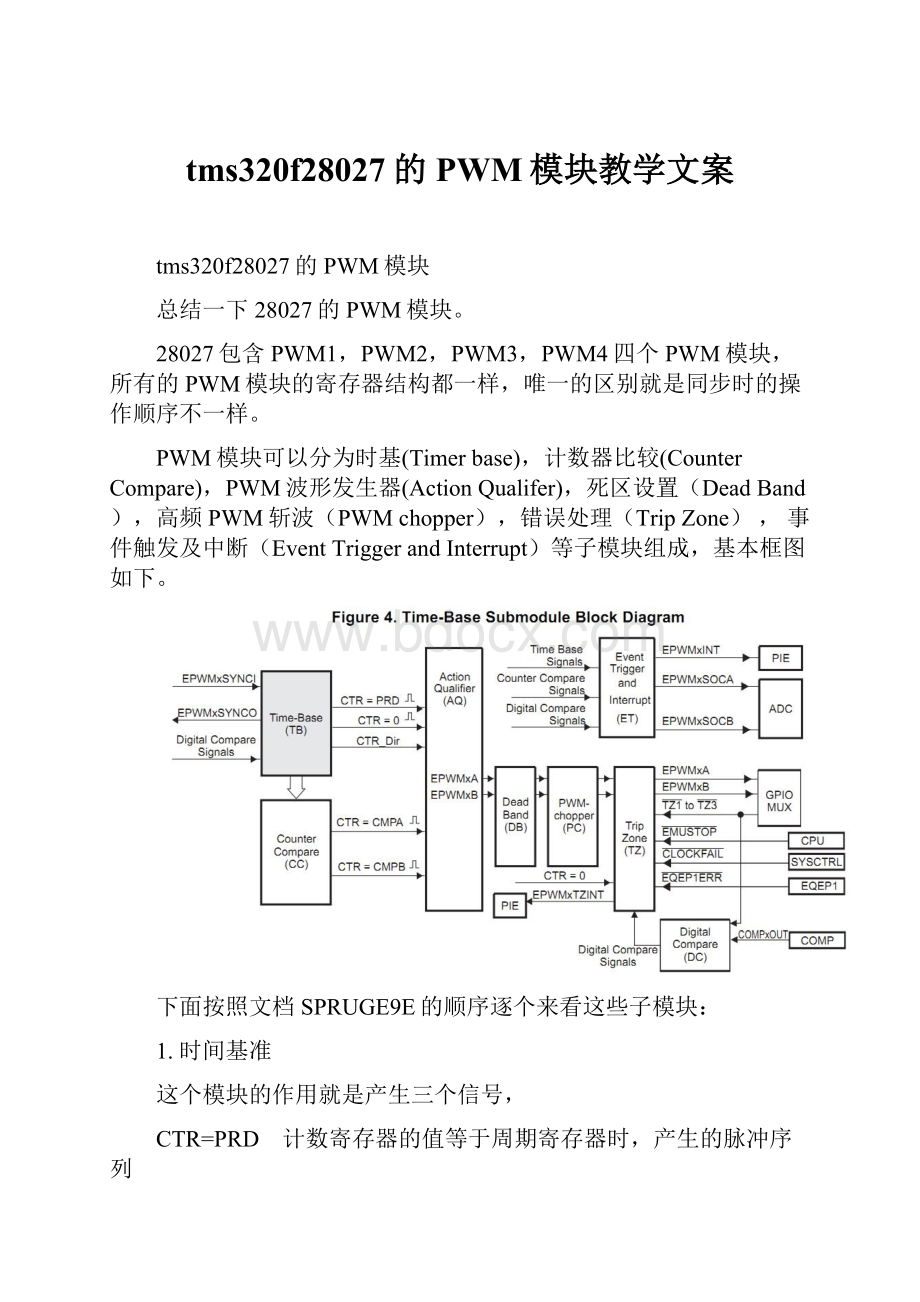 tms320f28027的PWM模块教学文案.docx