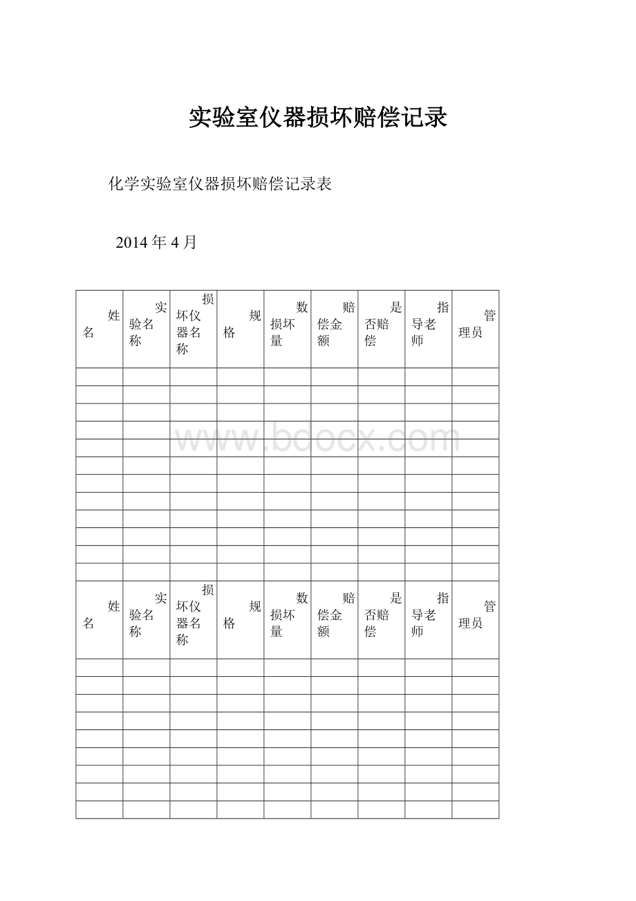 实验室仪器损坏赔偿记录.docx_第1页