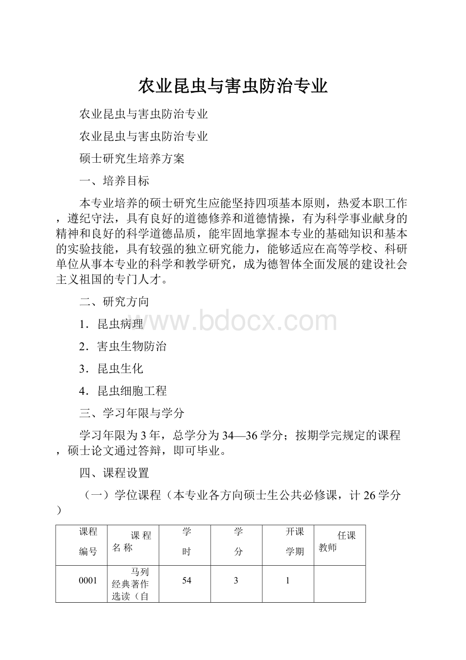 农业昆虫与害虫防治专业.docx