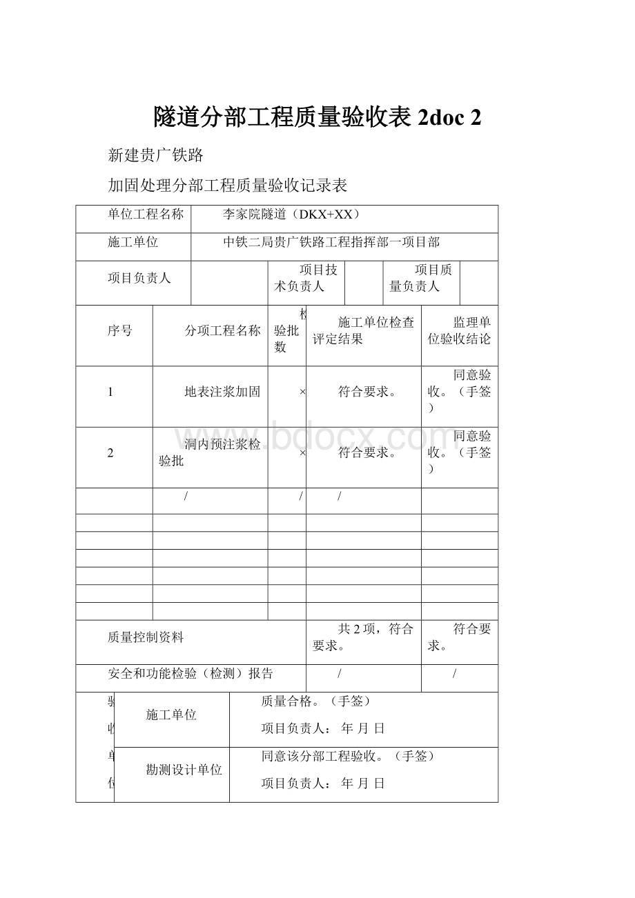 隧道分部工程质量验收表2doc 2.docx