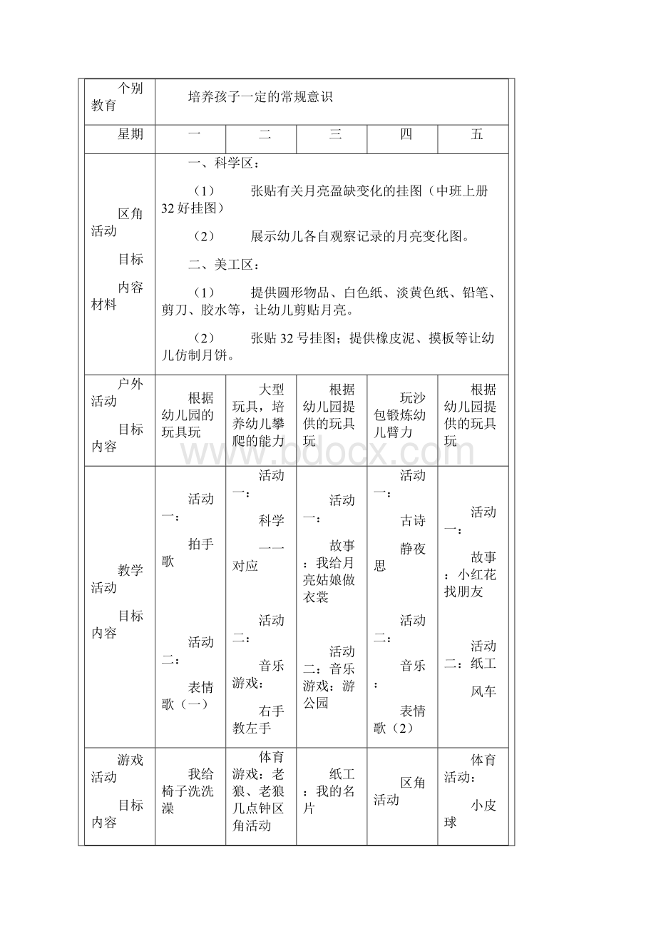 大班幼儿园周工作计划表彩.docx_第3页