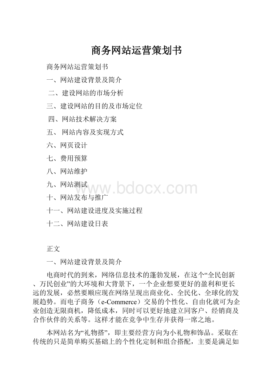 商务网站运营策划书.docx