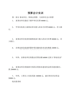 预算会计实训.docx