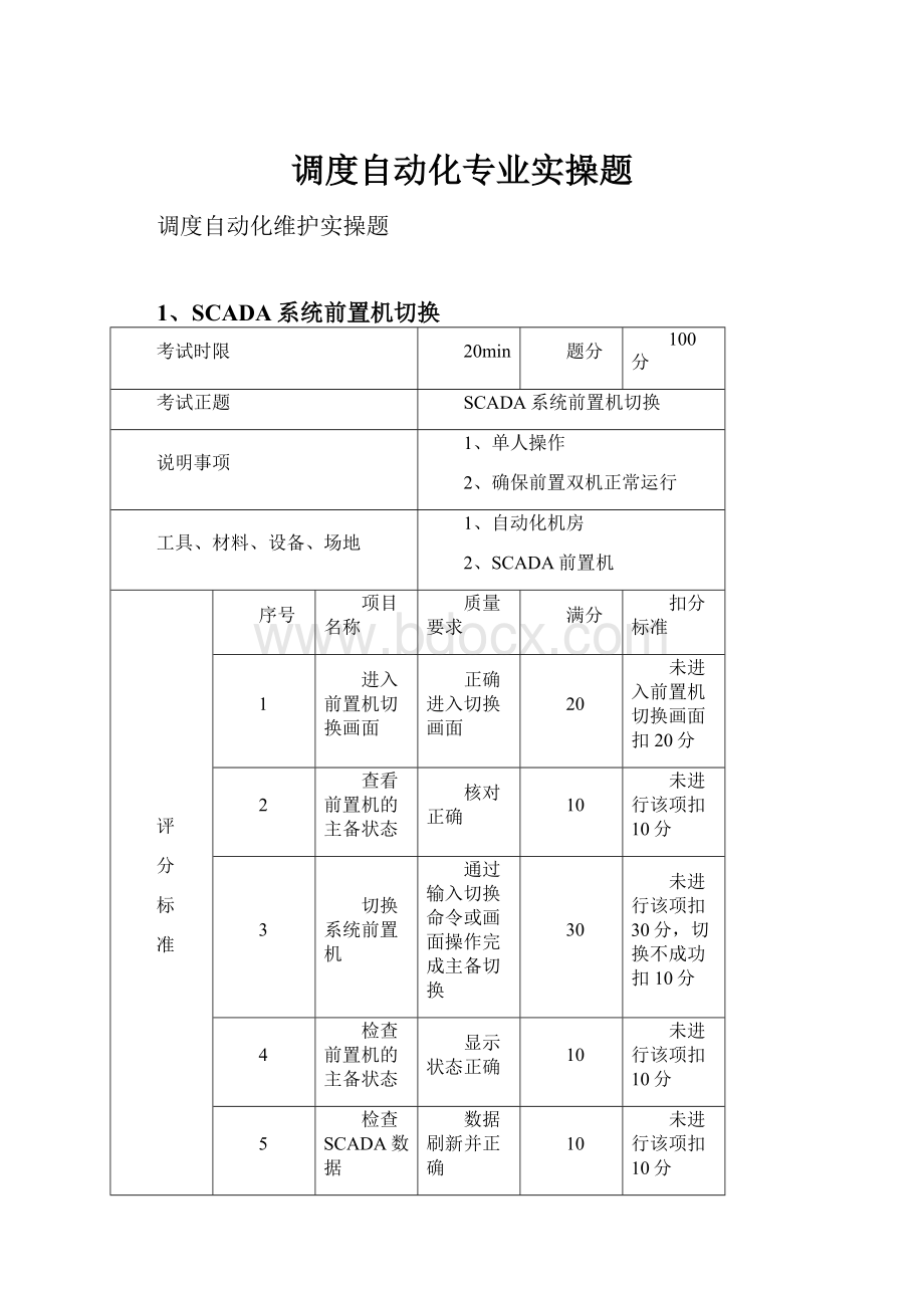 调度自动化专业实操题.docx_第1页