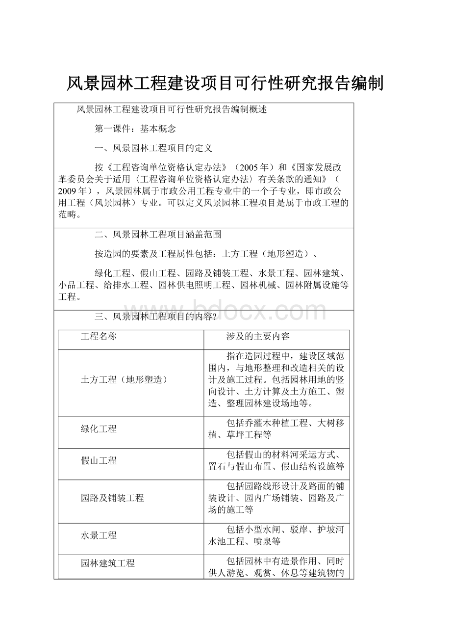 风景园林工程建设项目可行性研究报告编制.docx_第1页