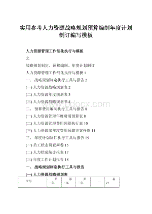 实用参考人力资源战略规划预算编制年度计划制订编写模板.docx
