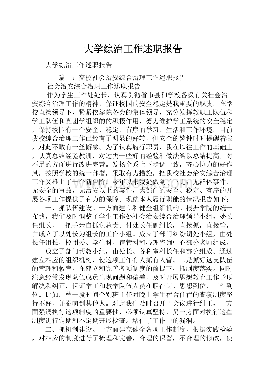 大学综治工作述职报告.docx