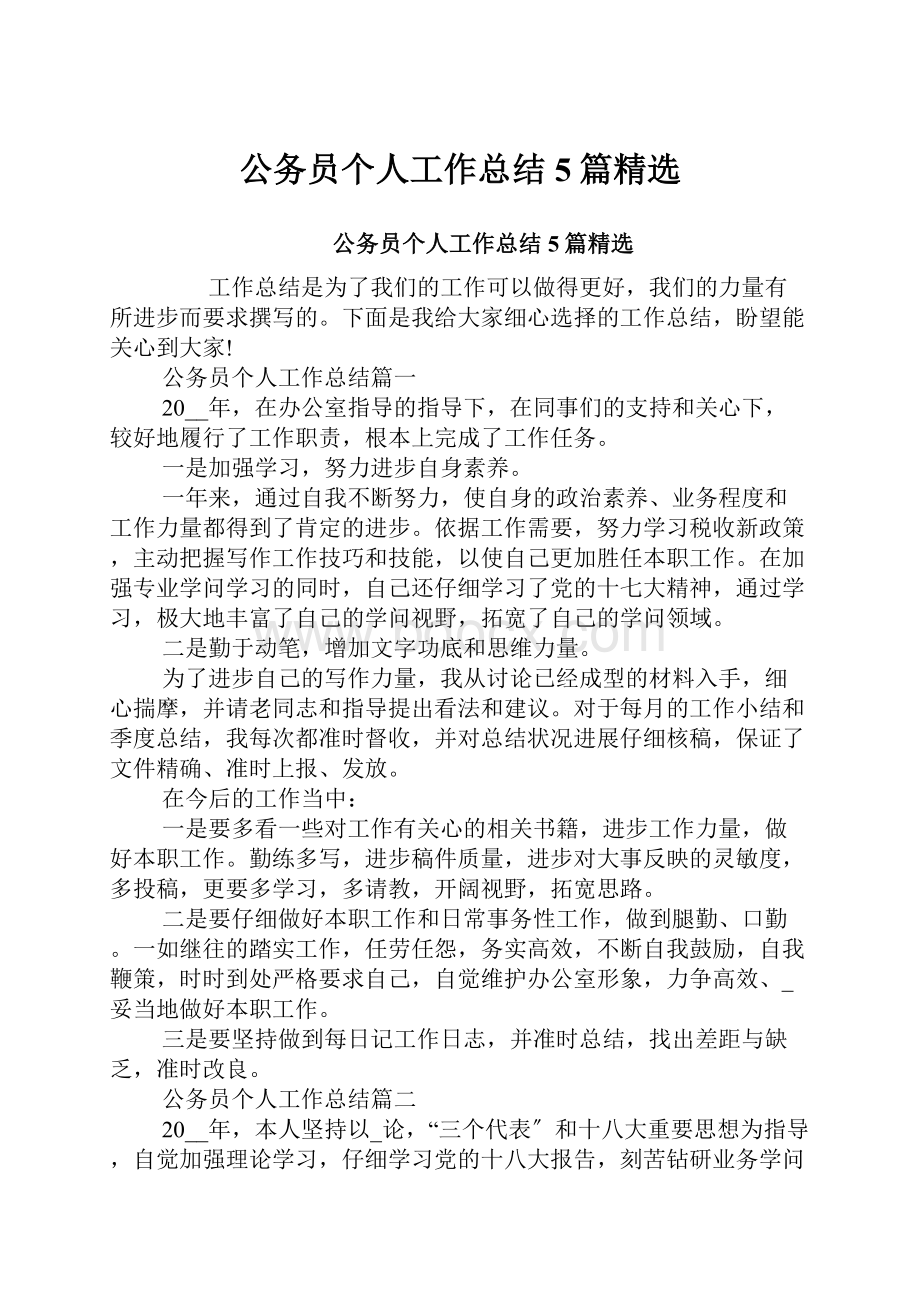 公务员个人工作总结5篇精选.docx