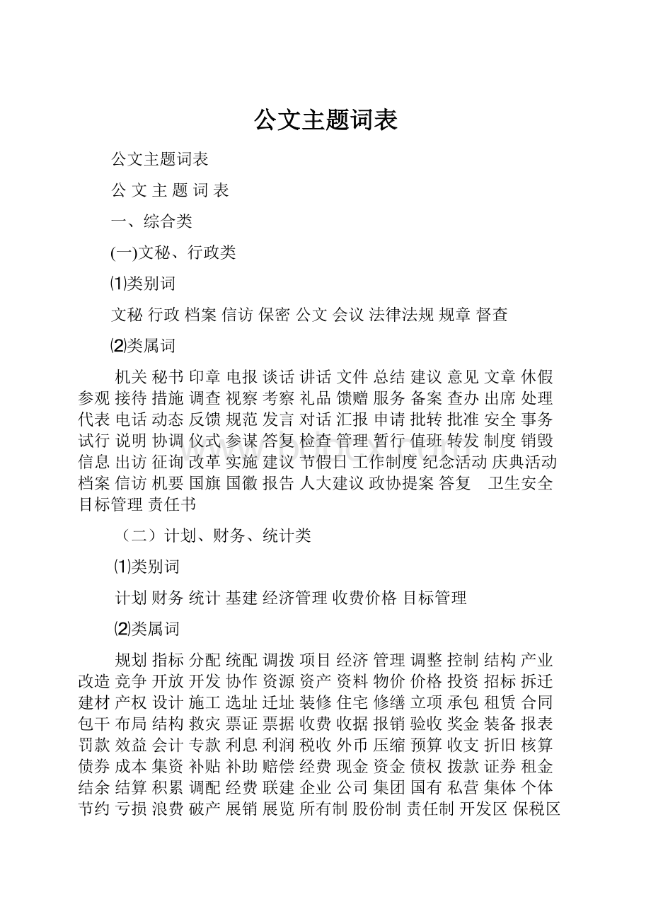 公文主题词表.docx_第1页