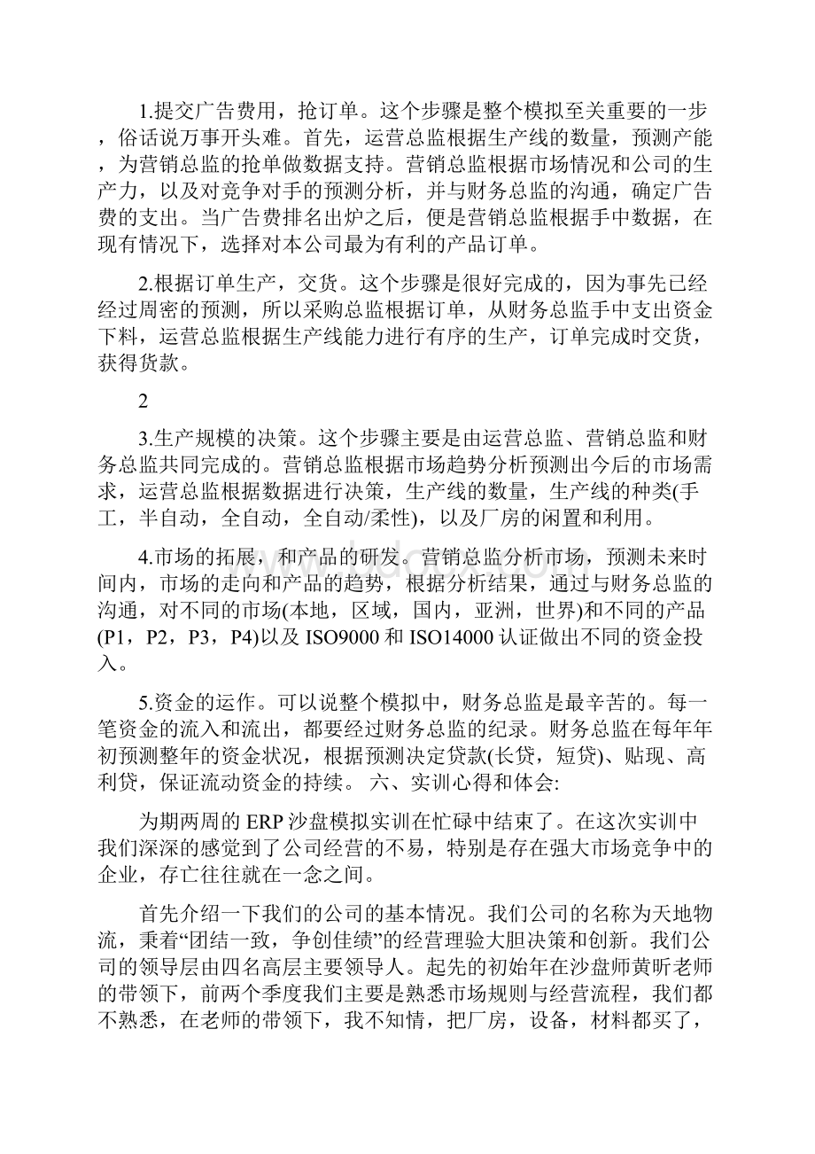 ERP沙盘模拟实训总结报告精选.docx_第2页