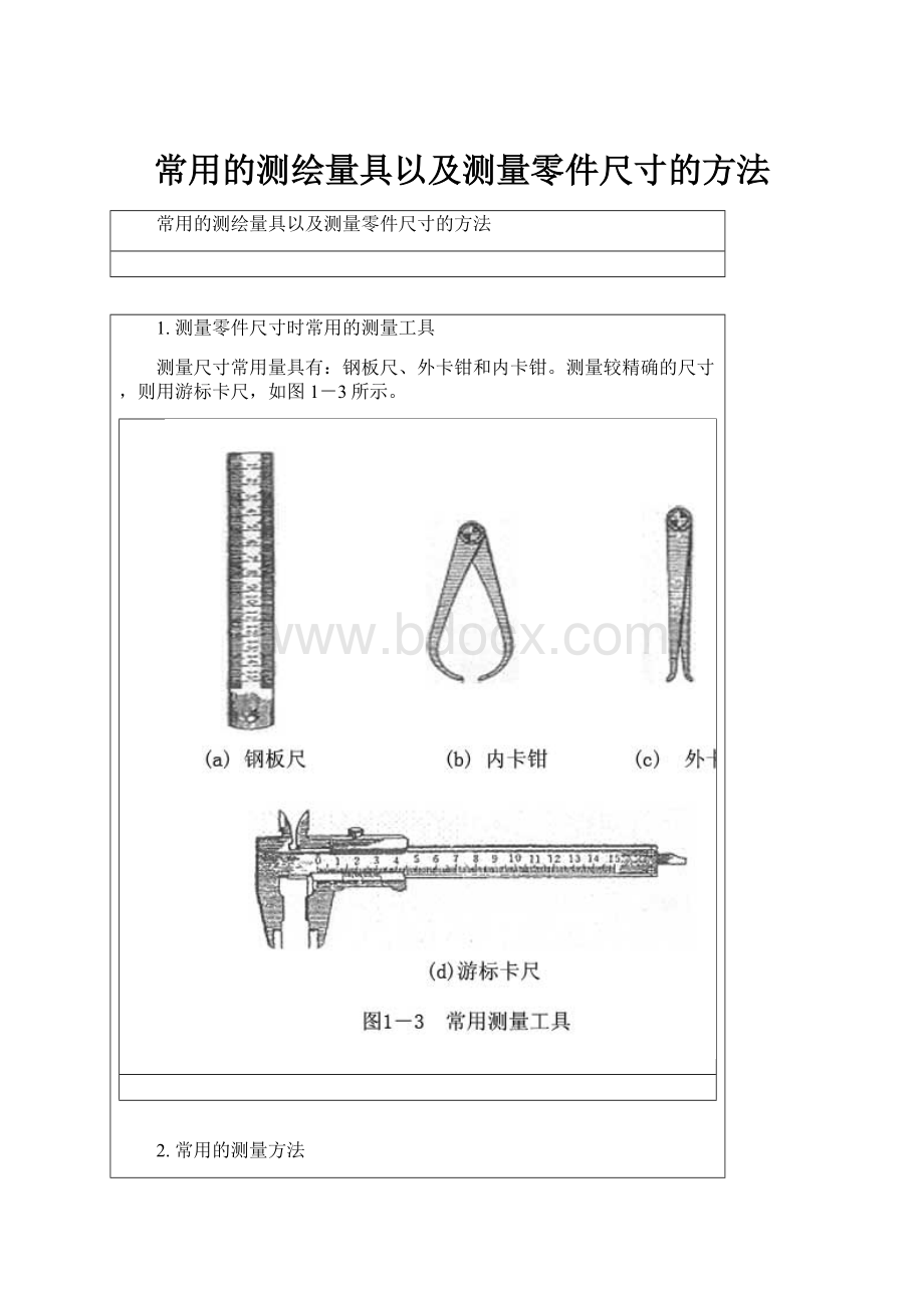 常用的测绘量具以及测量零件尺寸的方法.docx