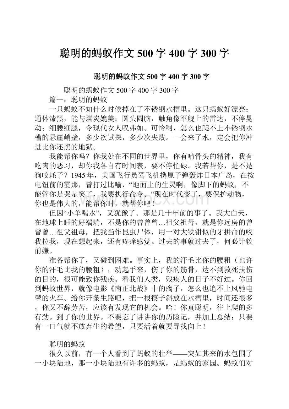 聪明的蚂蚁作文500字400字300字.docx_第1页