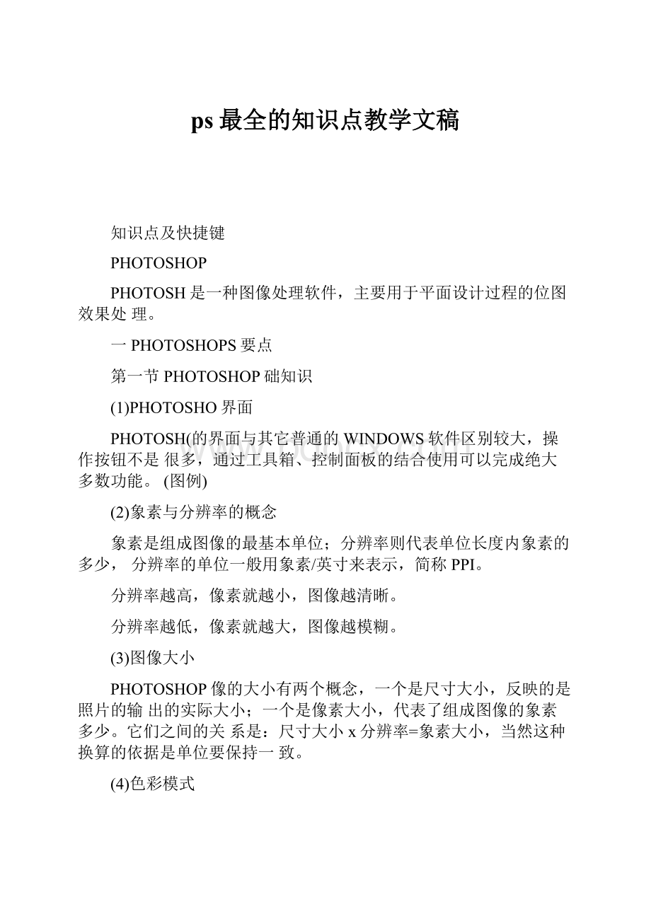 ps最全的知识点教学文稿.docx