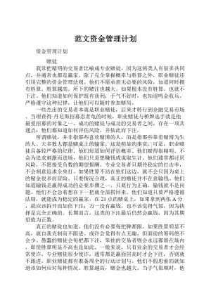 范文资金管理计划.docx