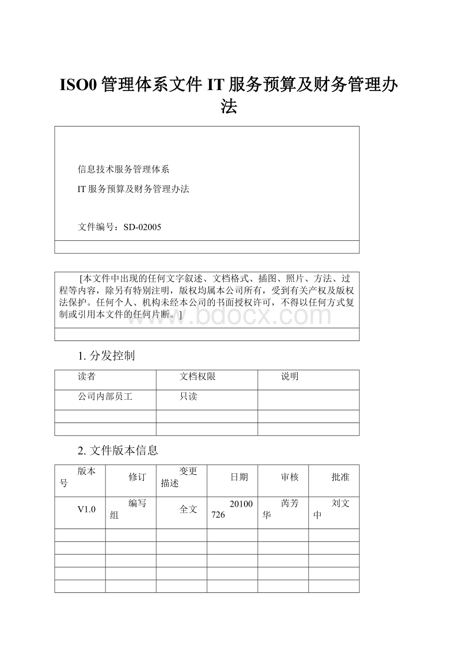 ISO0管理体系文件IT服务预算及财务管理办法.docx_第1页