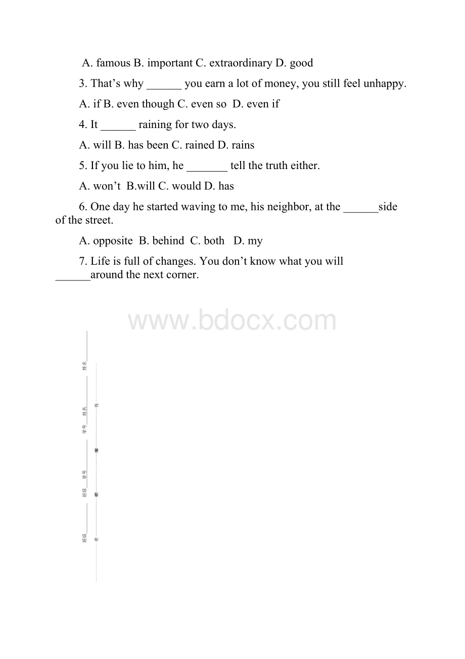 高职二年级下学期英语期中考试试题卷.docx_第3页