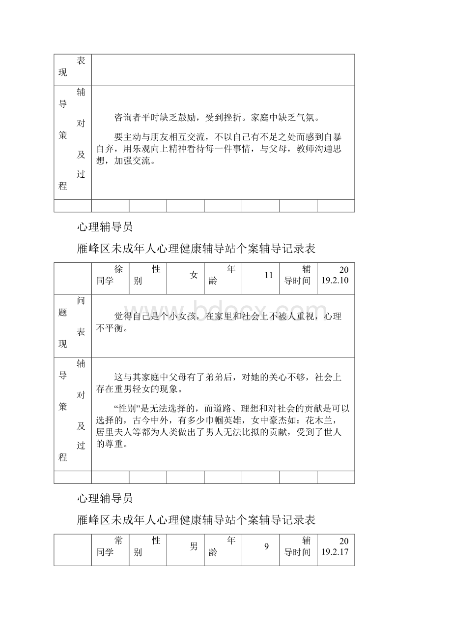 未成年人心理健康辅导站个案辅导记录汇总.docx_第3页