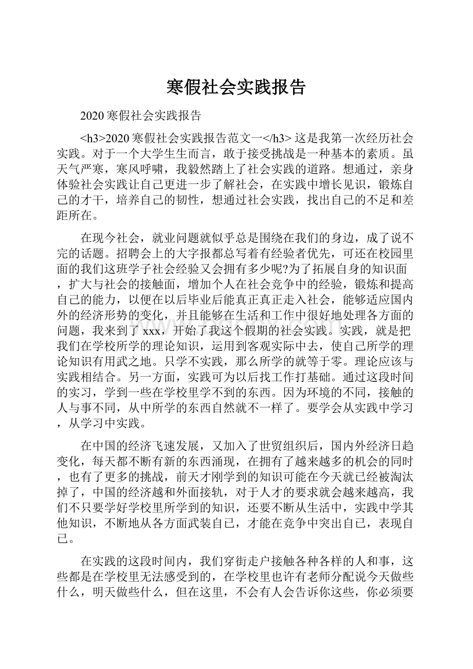 寒假社会实践报告.docx