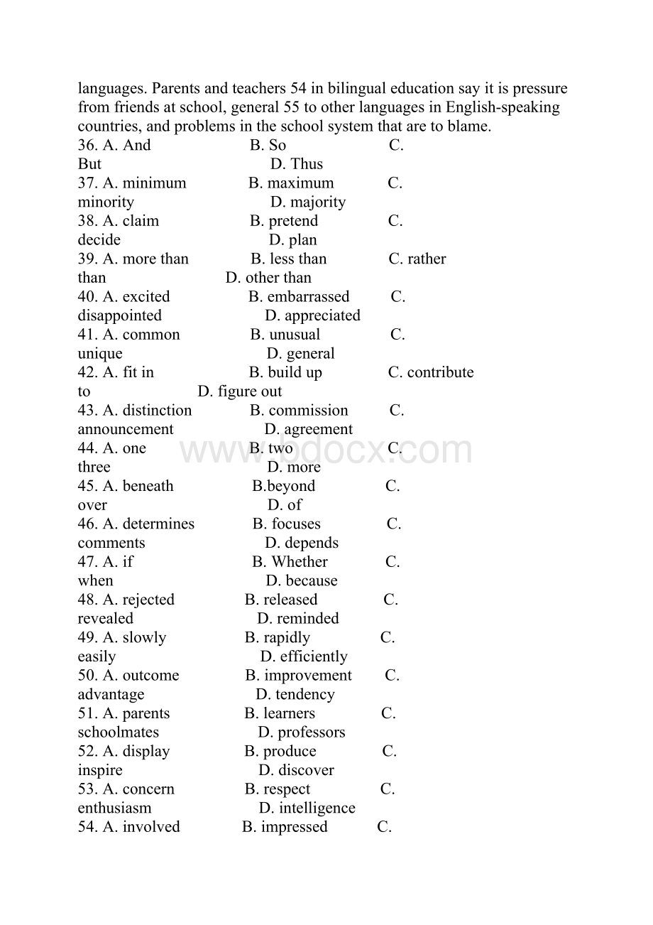 高中英语版完型填空 政治经济文化类含答案.docx_第2页