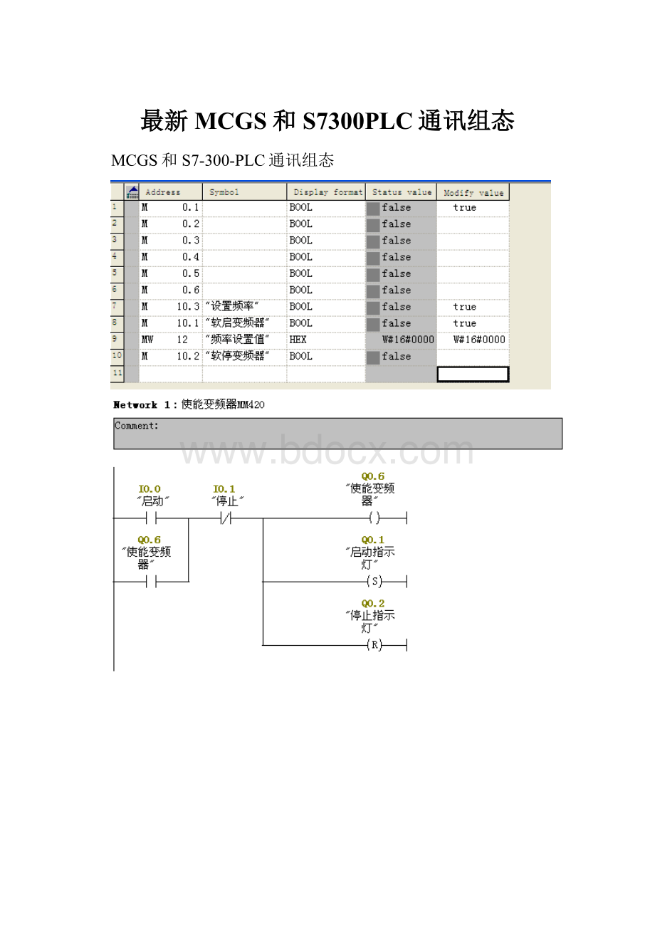 最新MCGS和S7300PLC通讯组态.docx_第1页