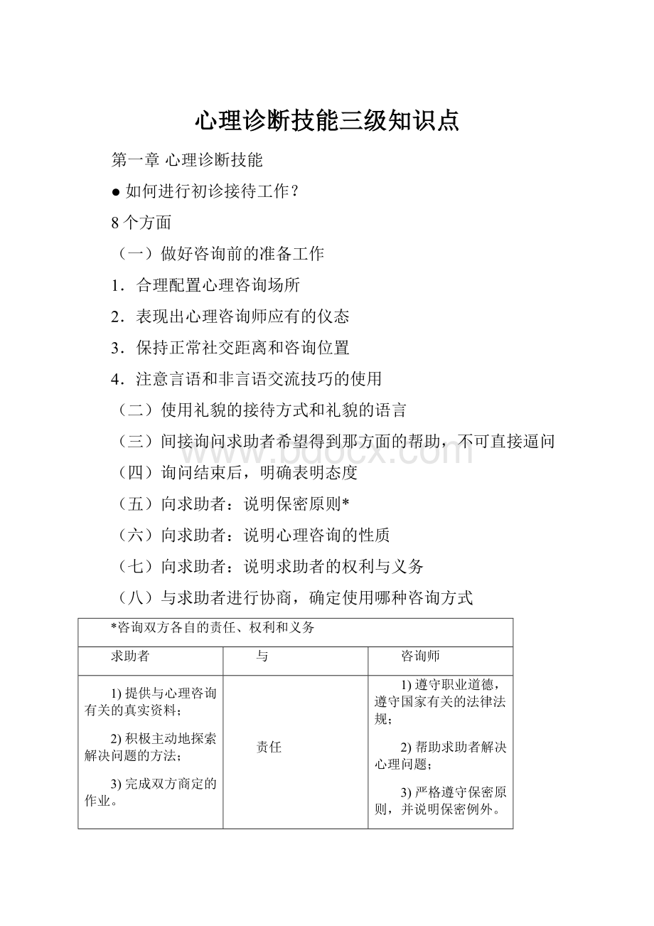 心理诊断技能三级知识点.docx