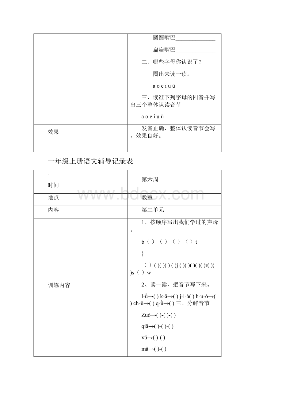 一年级上册语文辅导记录表.docx_第3页