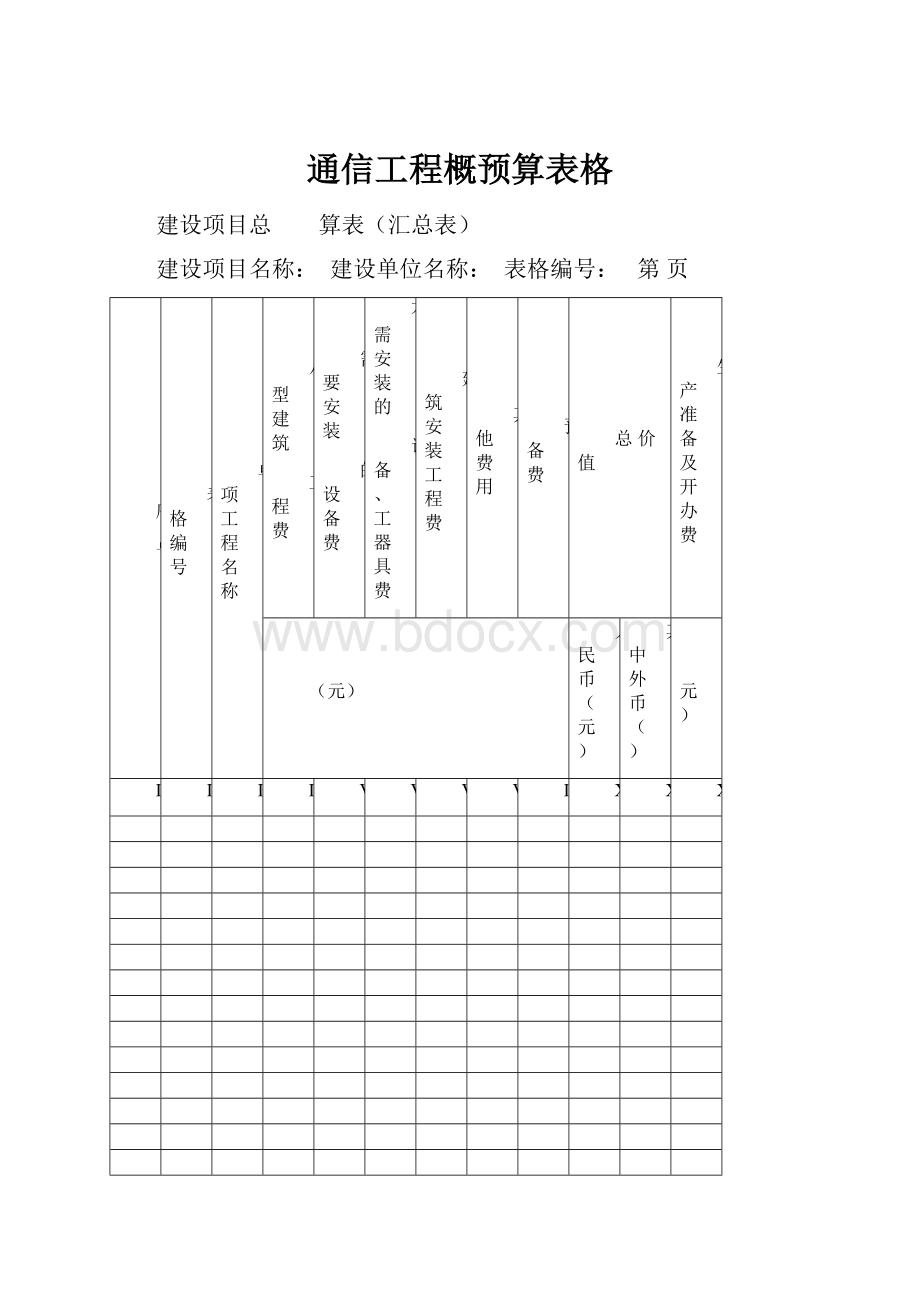 通信工程概预算表格.docx