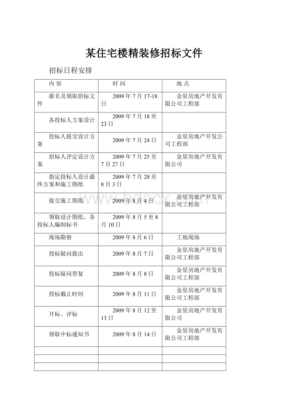 某住宅楼精装修招标文件.docx