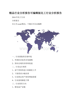 精品行业分析报告可编辑版化工行业分析报告.docx