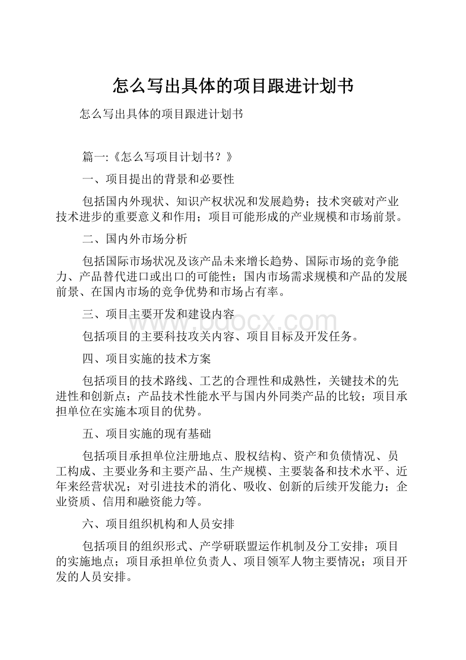 怎么写出具体的项目跟进计划书.docx_第1页