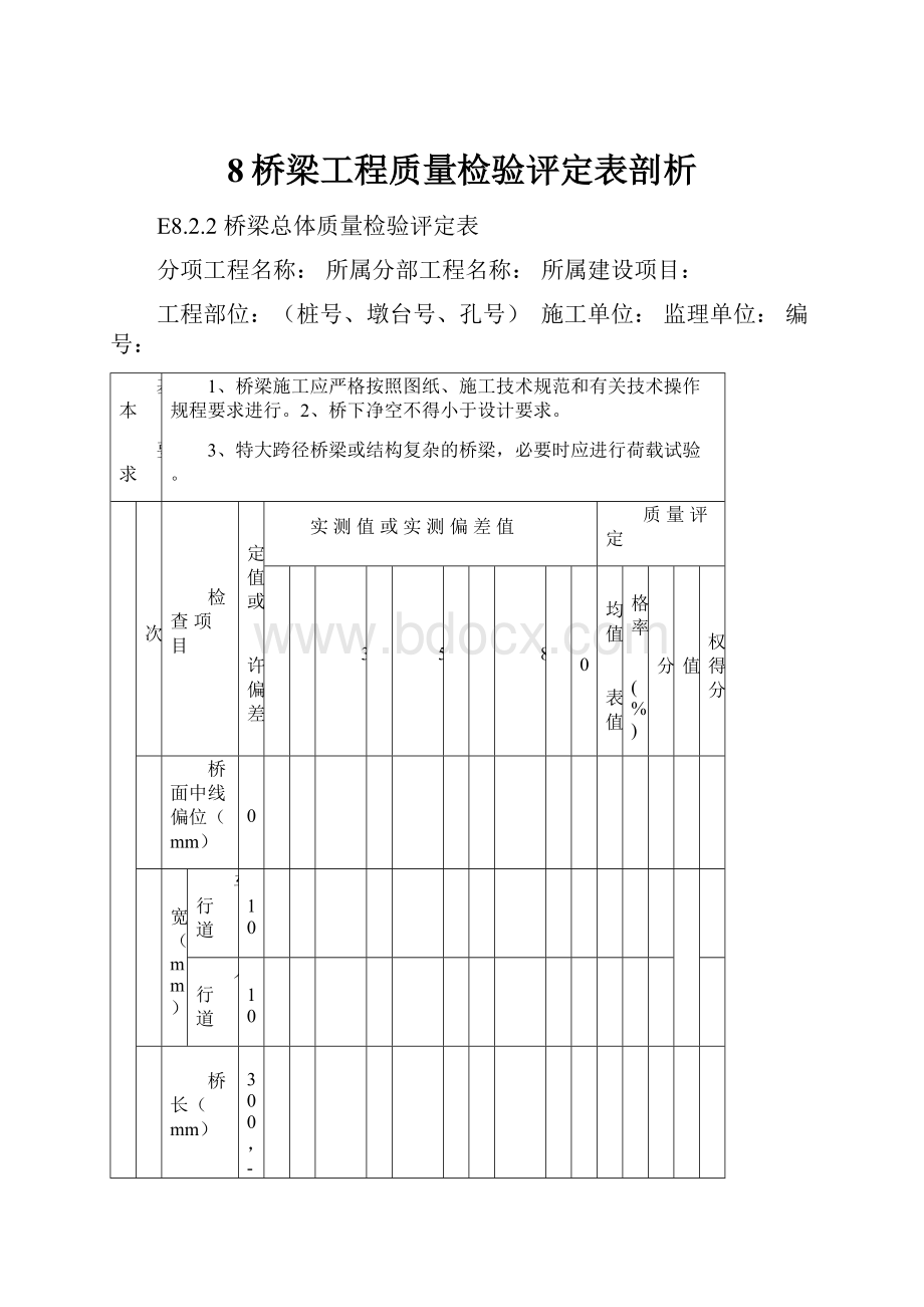 8桥梁工程质量检验评定表剖析.docx