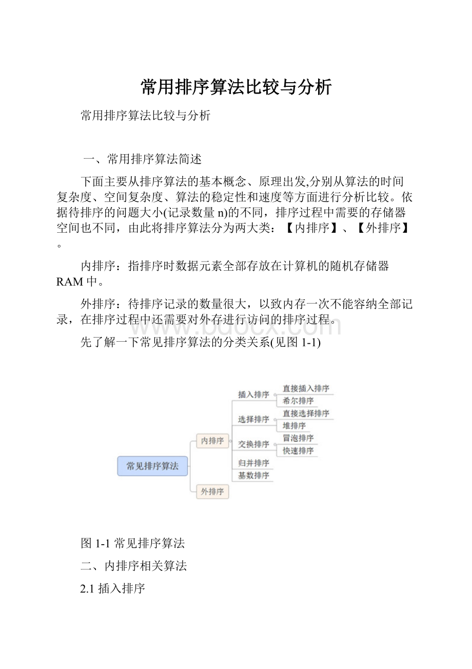 常用排序算法比较与分析.docx