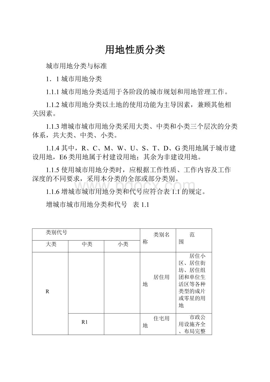 用地性质分类.docx