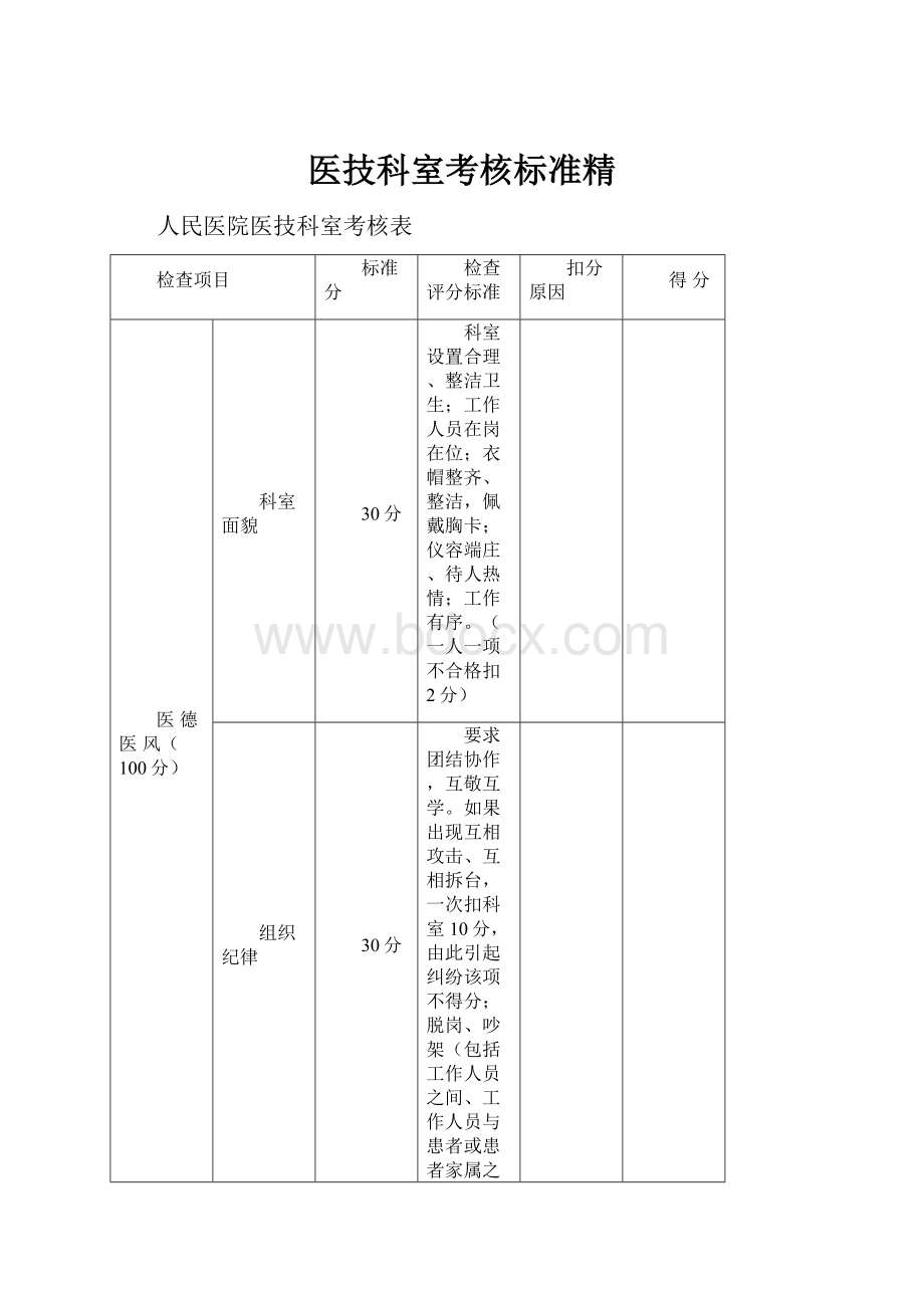 医技科室考核标准精.docx