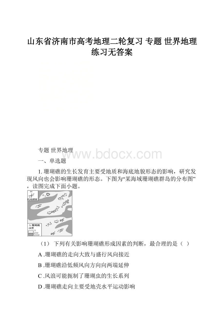 山东省济南市高考地理二轮复习 专题 世界地理练习无答案.docx