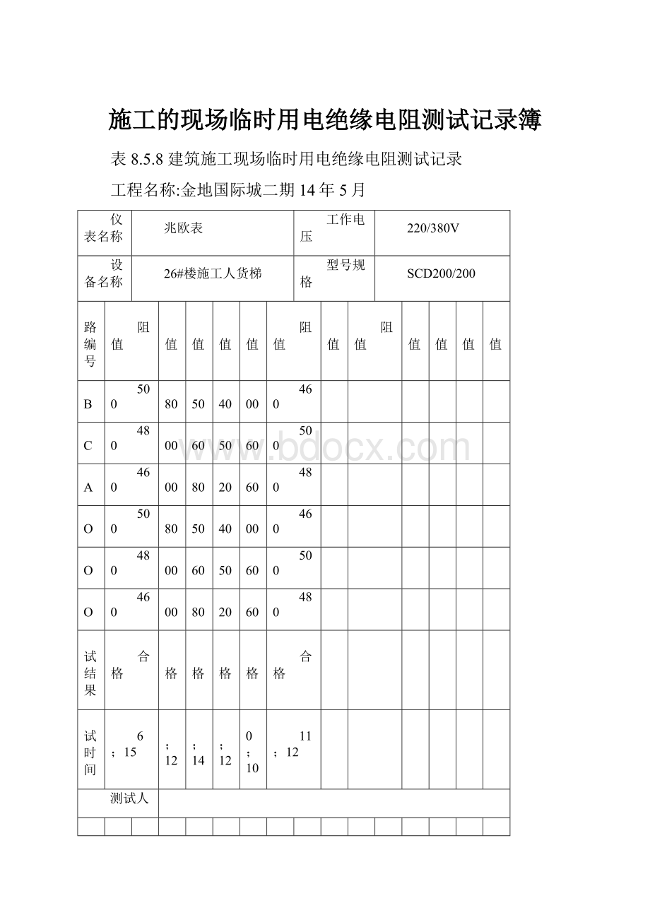 施工的现场临时用电绝缘电阻测试记录簿.docx