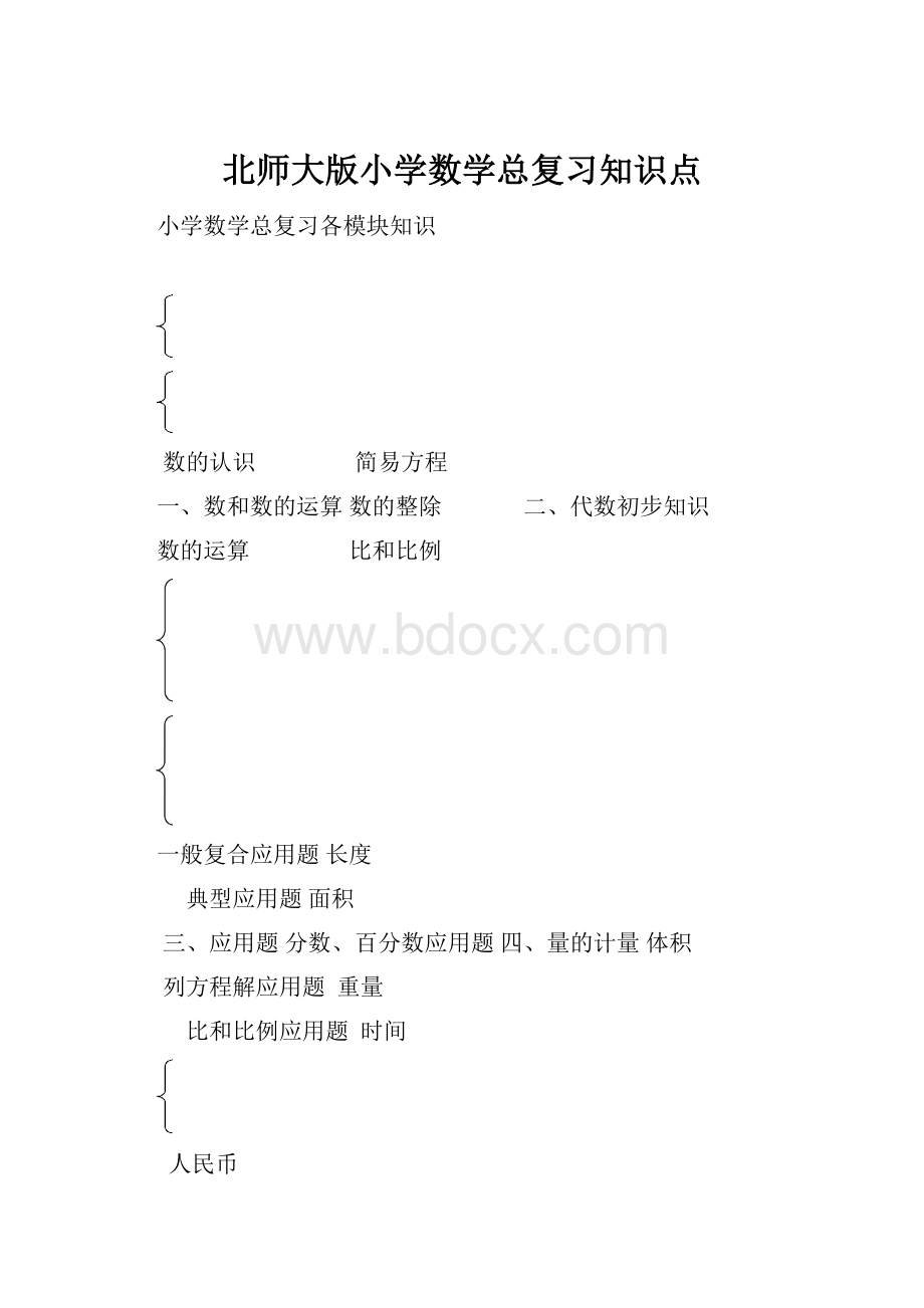 北师大版小学数学总复习知识点.docx