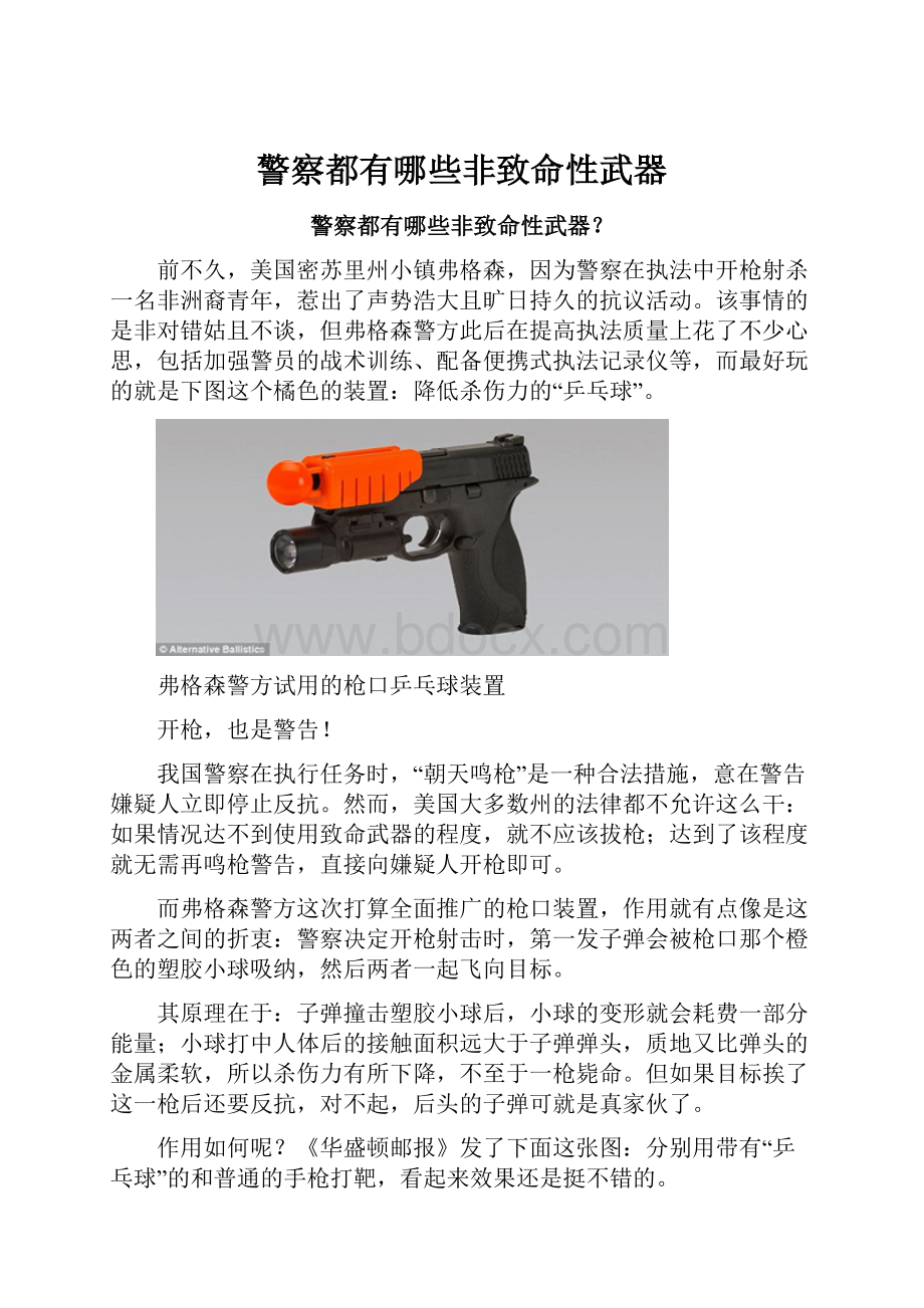 警察都有哪些非致命性武器.docx