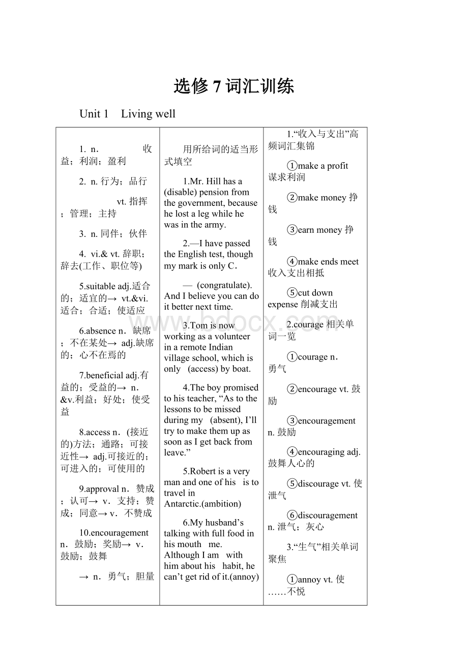 选修7词汇训练.docx